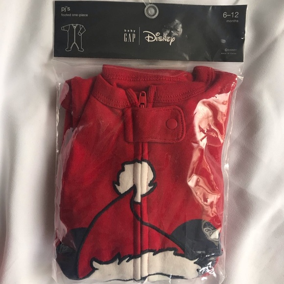 Gap Mickey Mouse Footed Boy Girl Zip Pajamas New - Picture 1 of 6